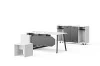BG-2515LA White L Shape Office Desk for Modern Offices for Kenya Office Fit-Out Projects